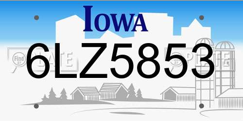 6LZ5853 Iowa License Plate