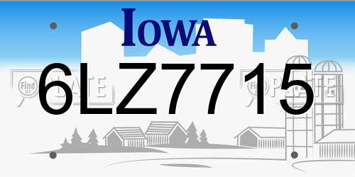 6LZ7715 Iowa License Plate