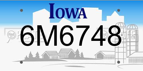 6M6748 Iowa License Plate