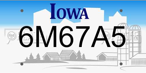 6M67A5 Iowa License Plate