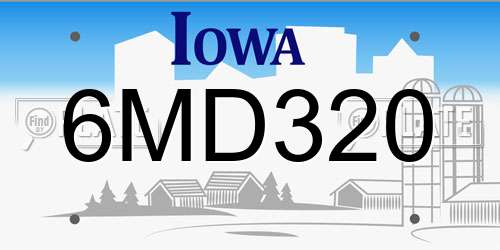6MD320 Iowa License Plate