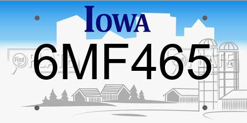6MF465 Iowa License Plate