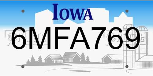 6MFA769 Iowa License Plate
