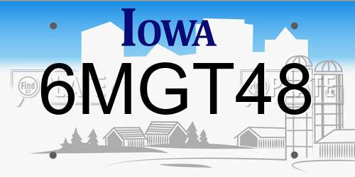 6MGT48 Iowa License Plate