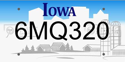 6MQ320 Iowa License Plate