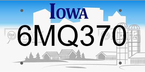6MQ370 Iowa License Plate