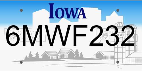 6MWF232 Iowa License Plate