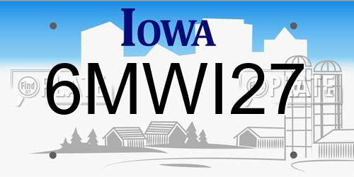 6MWI27 Iowa License Plate