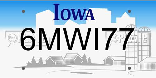6MWI77 Iowa License Plate