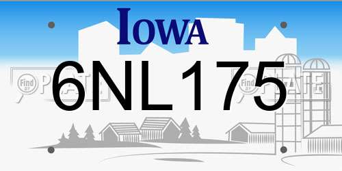 6NL175 Iowa License Plate