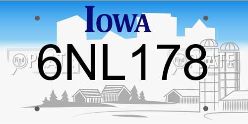 6NL178 Iowa License Plate