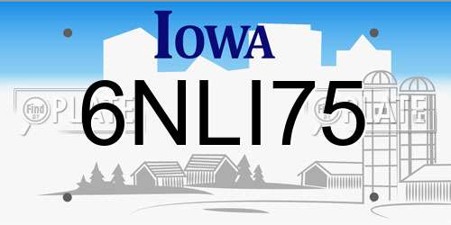 6NLI75 Iowa License Plate