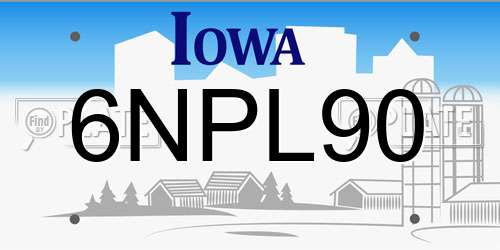 6NPL90 Iowa License Plate