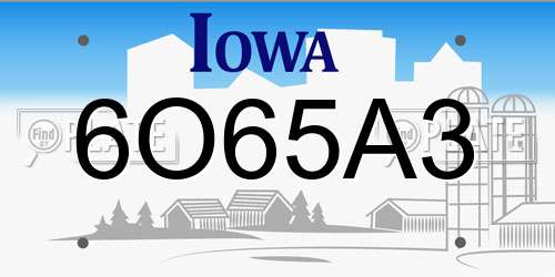 6O65A3 Iowa License Plate
