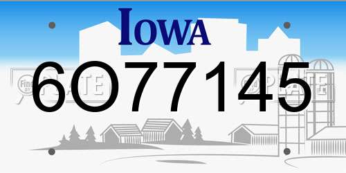 6O77145 Iowa License Plate