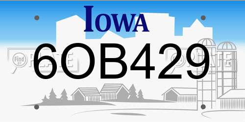 6OB429 Iowa License Plate