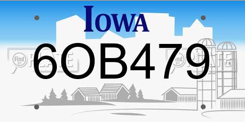 6OB479 Iowa License Plate