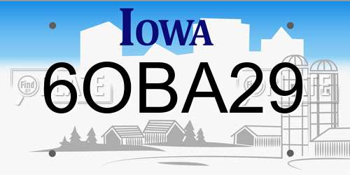 6OBA29 Iowa License Plate