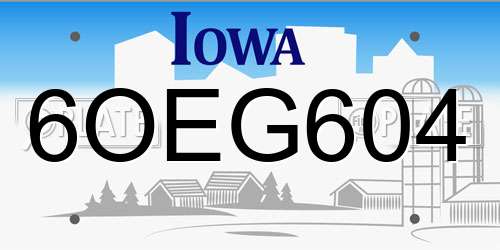 6OEG604 Iowa License Plate