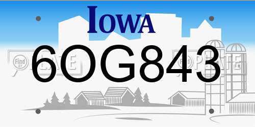 6OG843 Iowa License Plate