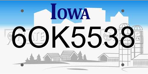 6OK5538 Iowa License Plate
