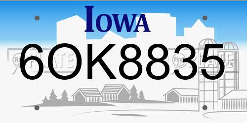 6OK8835 Iowa License Plate