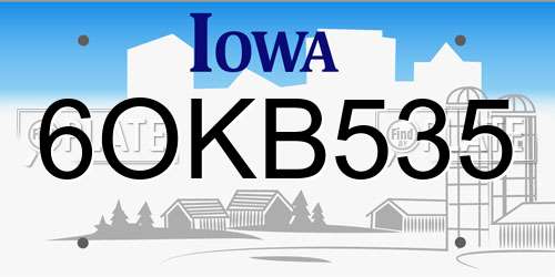 6OKB535 Iowa License Plate