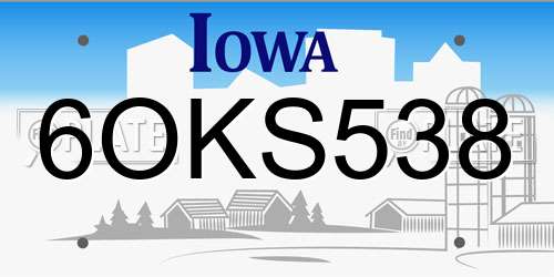 6OKS538 Iowa License Plate
