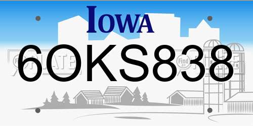 6OKS838 Iowa License Plate