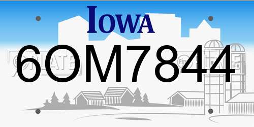 6OM7844 Iowa License Plate