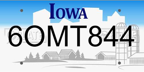 6OMT844 Iowa License Plate