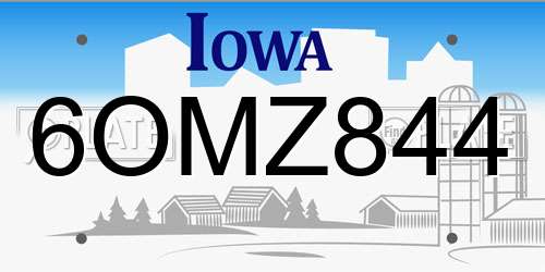 6OMZ844 Iowa License Plate