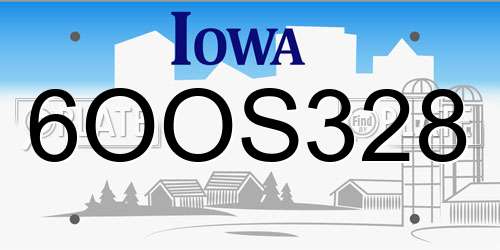 6OOS328 Iowa License Plate