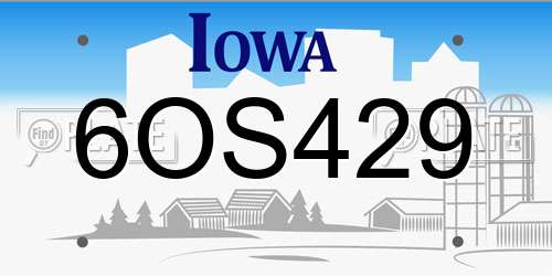 6OS429 Iowa License Plate