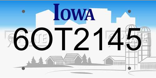 6OT2145 Iowa License Plate
