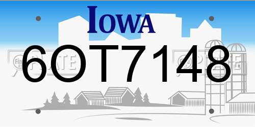 6OT7148 Iowa License Plate