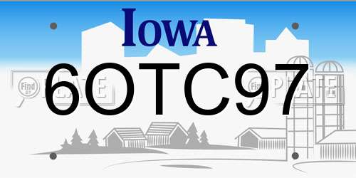 6OTC97 Iowa License Plate