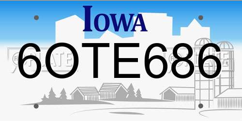 6OTE686 Iowa License Plate