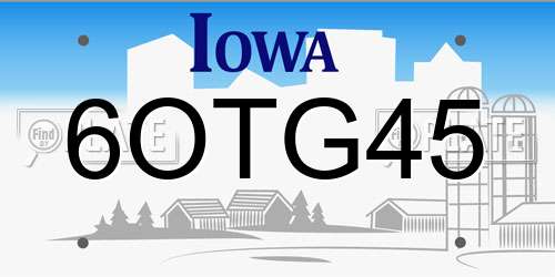 6OTG45 Iowa License Plate