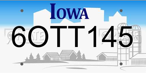 6OTT145 Iowa License Plate