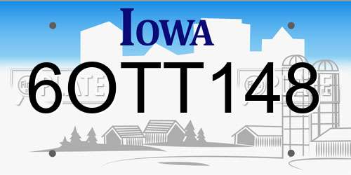6OTT148 Iowa License Plate