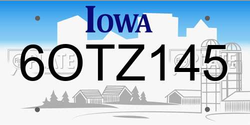 6OTZ145 Iowa License Plate