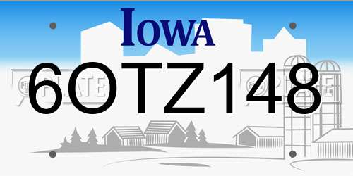 6OTZ148 Iowa License Plate
