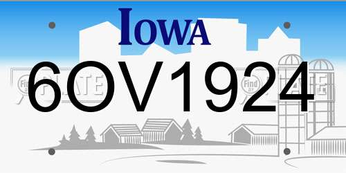 6OV1924 Iowa License Plate