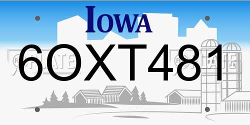 6OXT481 Iowa License Plate