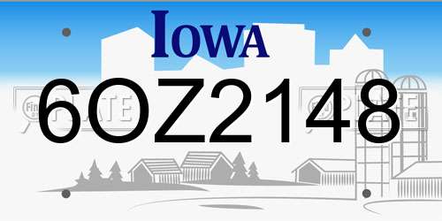 6OZ2148 Iowa License Plate
