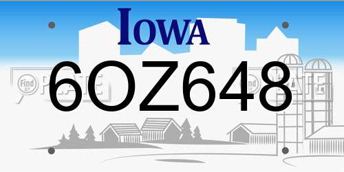 6OZ648 Iowa License Plate