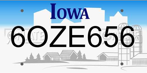 6OZE656 Iowa License Plate