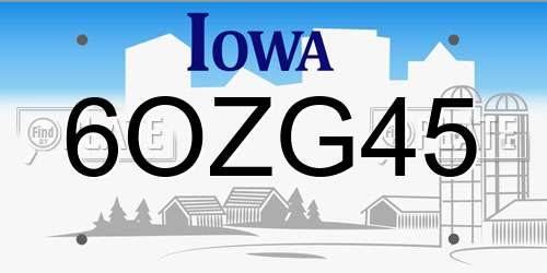6OZG45 Iowa License Plate