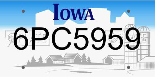 6PC5959 Iowa License Plate